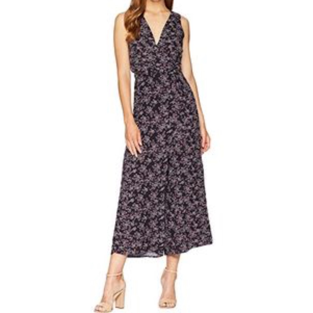 Jack by BB Dakota Blue Floral Swish Wrap Jumpsuit